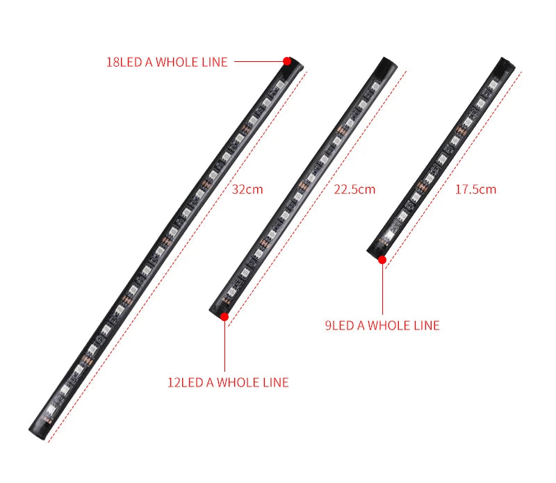 Neon RGB Car Interior Ambient Footwell Light Kit - USB Powered App Control