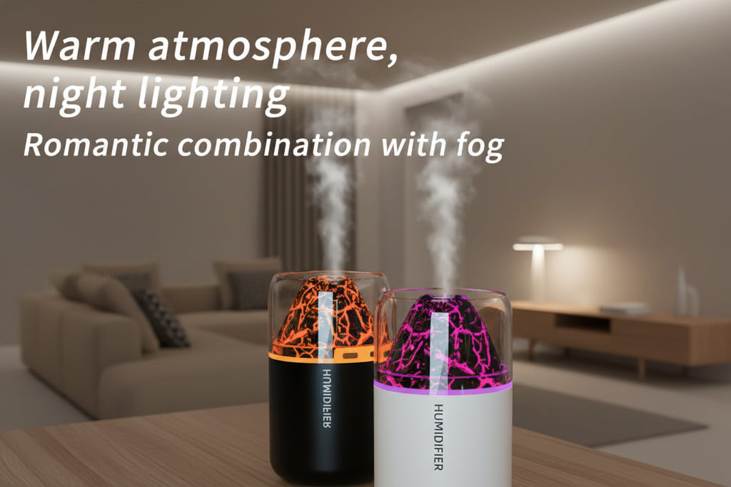 Volcano Flame Humidifier & Aroma Diffuser - USB LED Mist Night Light