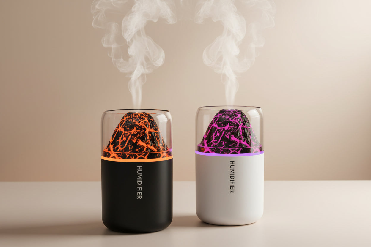 Volcano Flame Humidifier & Aroma Diffuser - USB LED Mist Night Light