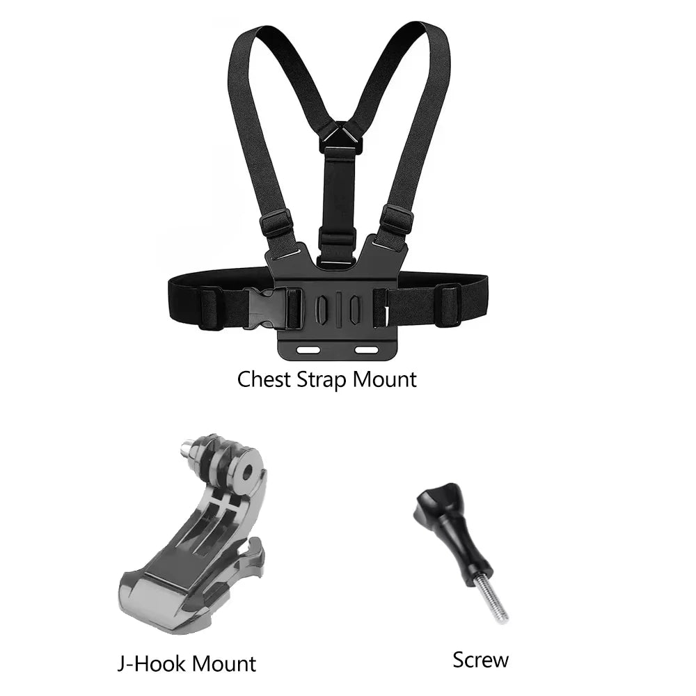 Action Camera Accessories Kit Head Strap Chest Strap Mount Adjustable Holder for GoPro Phone DJI Osmo SJCAM AKASO insta360