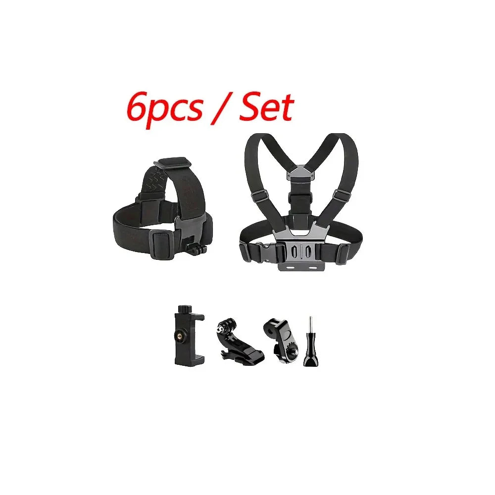Action Camera Accessories Kit Head Strap Chest Strap Mount Adjustable Holder for GoPro Phone DJI Osmo SJCAM AKASO insta360