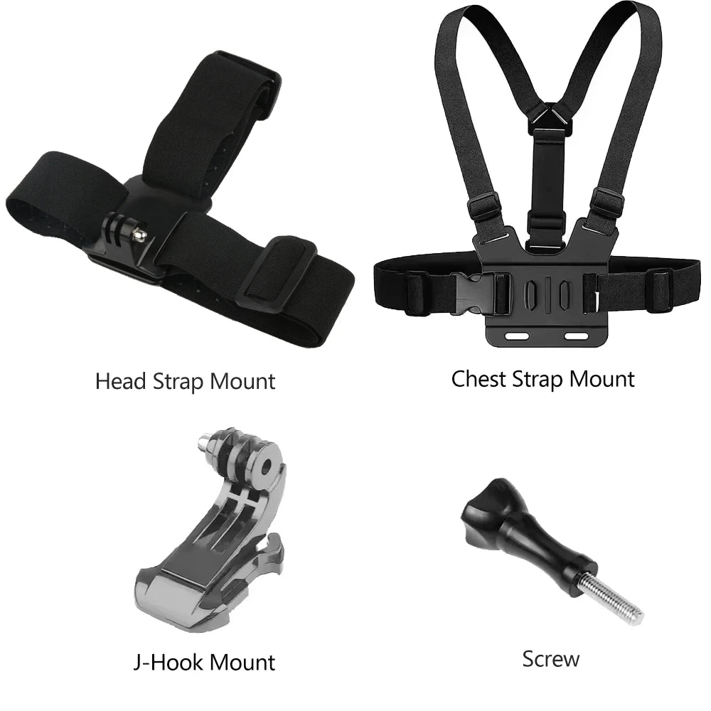 Action Camera Accessories Kit Head Strap Chest Strap Mount Adjustable Holder for GoPro Phone DJI Osmo SJCAM AKASO insta360