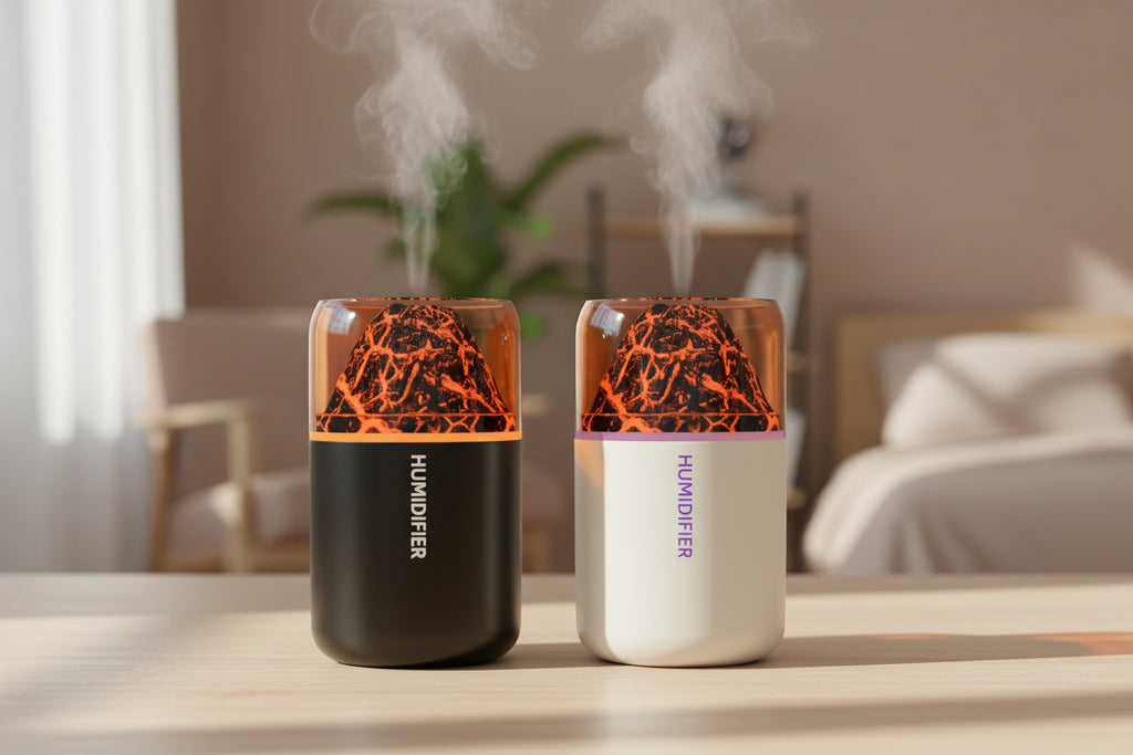 Volcano Flame Humidifier & Aroma Diffuser - USB LED Mist Night Light