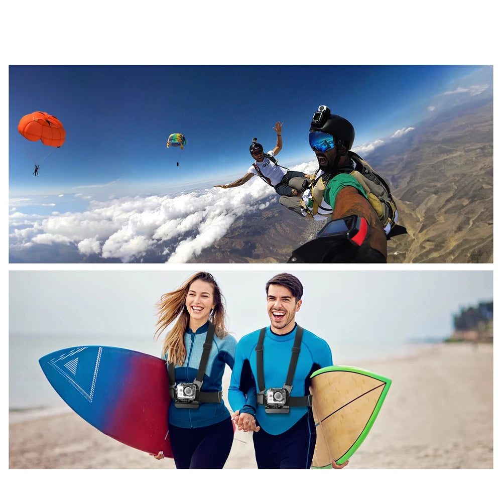 Action Camera Accessories Kit Head Strap Chest Strap Mount Adjustable Holder for GoPro Phone DJI Osmo SJCAM AKASO insta360