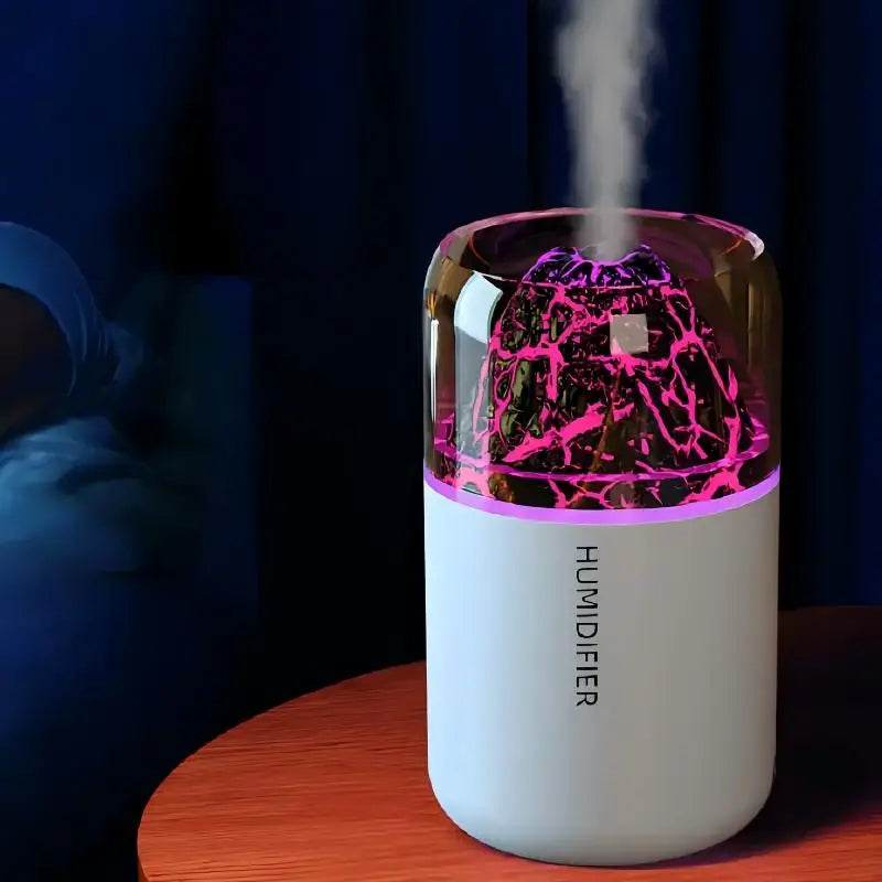 Volcano Flame Humidifier & Aroma Diffuser - USB LED Mist Night Light