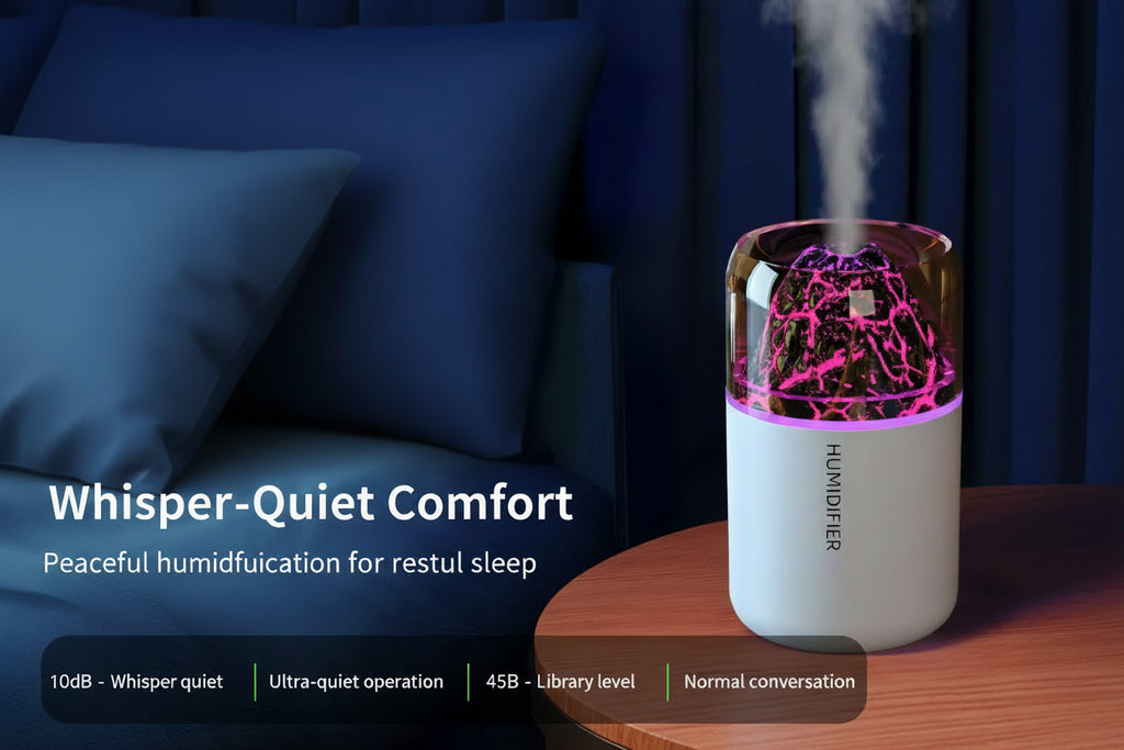 Volcano Flame Humidifier & Aroma Diffuser - USB LED Mist Night Light