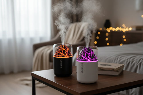 Volcano Flame Humidifier & Aroma Diffuser - USB LED Mist Night Light